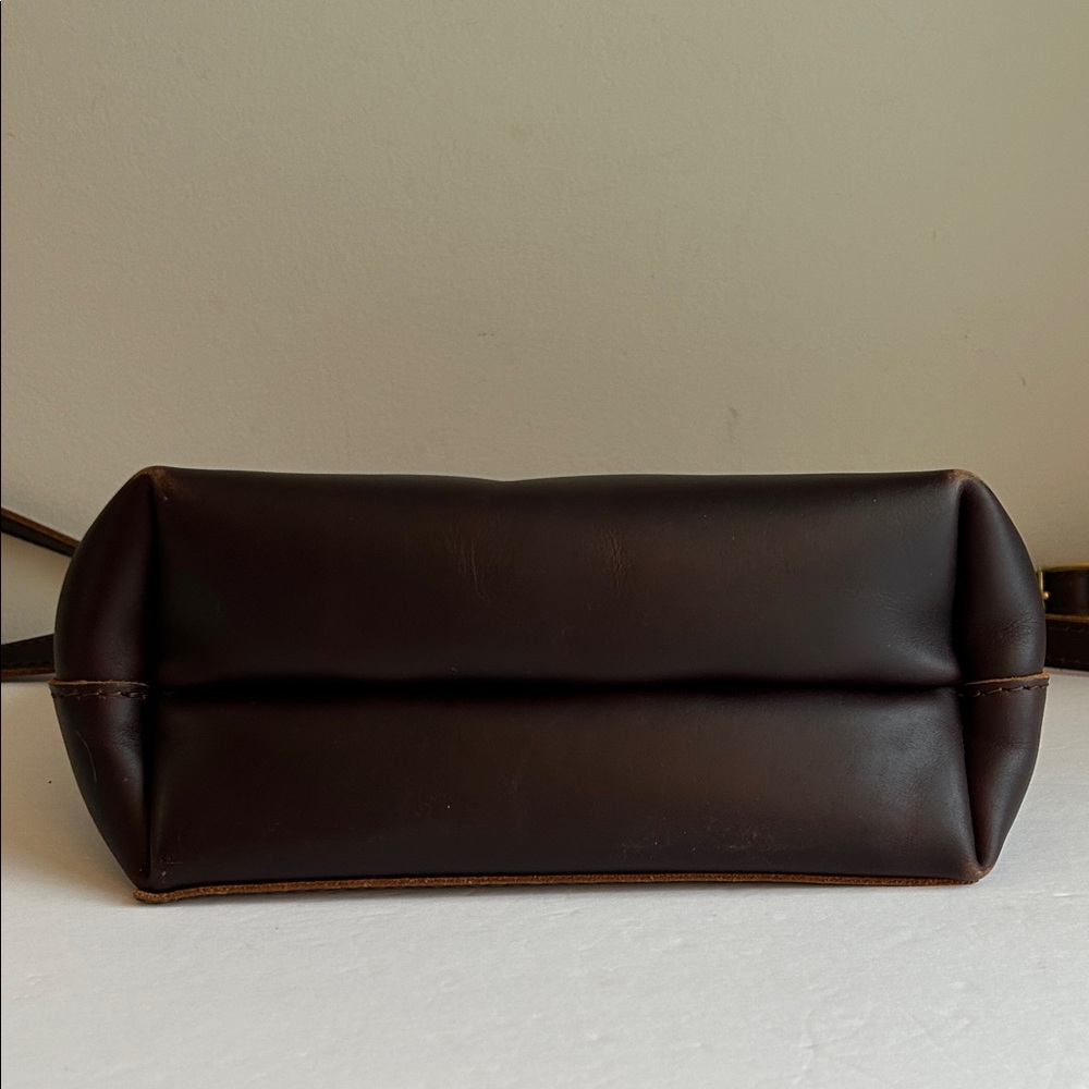 Portland Leather Goods Mini Crossbody Tote Bag in Dark Brown - Picture 5 of 11